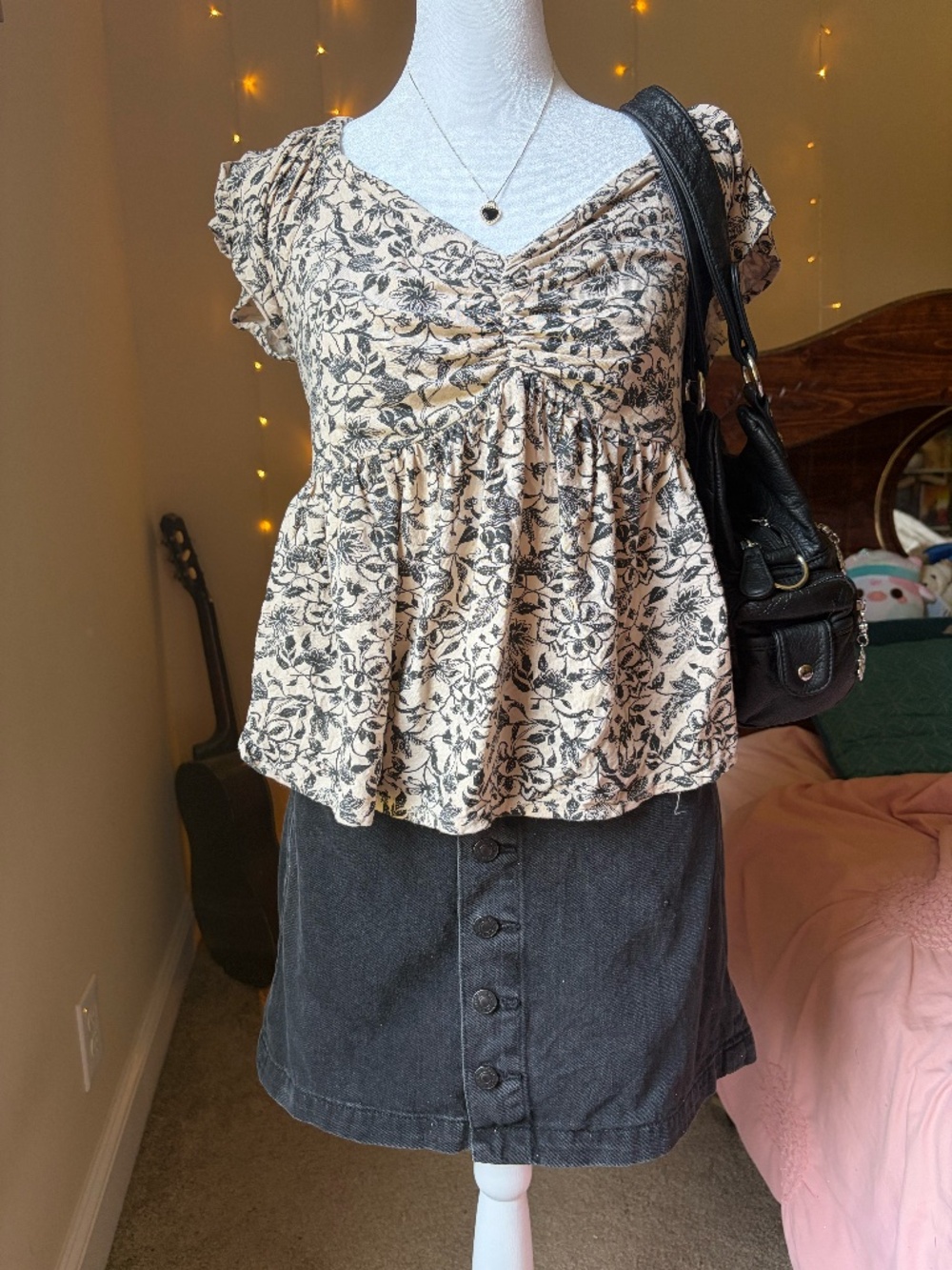 American Eagle black denim skirt